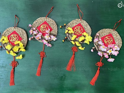 Vòng treo cửa Tết Lục Bình Mai Đào [3 Kiểu] ĐK16cm VTC-T-50